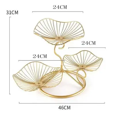 (gold) Iron Fruit Plate Living Room Home Fruit Plate Candy Bowls Nordic Three-layer Snack Shelf 