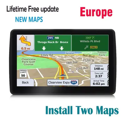 (black, Europe map) Inch Gps Navigation For Car Truck Hgv Accessories Tools Hd Navigator Free Up