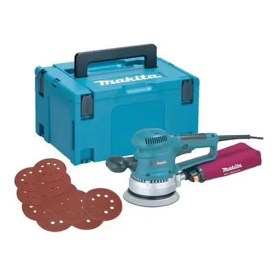 Makita BO6030 110v 6" 150mm Random Orbital Sander + Sanding Sheets + Makpac Case