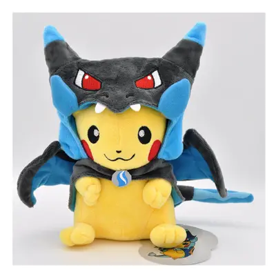 (Blue) 23cm Pokemon Pikachu Charizard Coat Cross-Dress Plush Doll