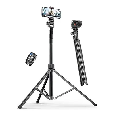 71'' Phone Tripod Stand, Extendable Reinforced Aluminum Phone Stand with Wireless Remote, Stable