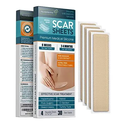 Silicone Scar Removal Sheets - Keloid, C Section, Post Surgery & Acne Scars Treatment - Month Su