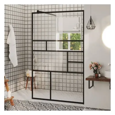 vidaXL Walk-in Shower Wall with Clear ESG Glass Black Bathroom Shower Screen