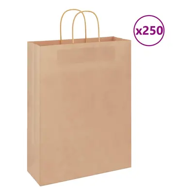 (brown, x x cm) vidaXL Paper Bags pcs with Handles Brown 21x11x36 cm Paper Grocery Bag