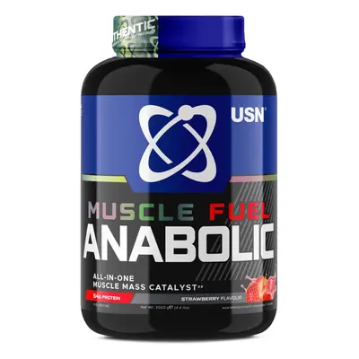 USN Muscle Fuel Anabolic All-In-One Muscle Mass Gainer, Strawberry Flavour - 2kg, 54g Protein Po