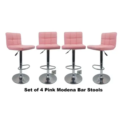 Set of Pink Bar Stools Faux Leather swivel height adjustable B109 without arm