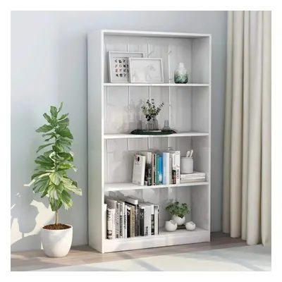 vidaXL 4-Tier Book Cabinet High Gloss White Engineered Wood Storage Rack Shelf