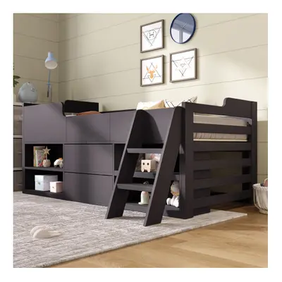 (Taupe) 3ft children's single wooden bed with drawers (bed frame only)