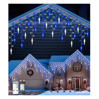 10m/33ft LED Icicle Lights with Icicles, Blue and White Fairy Twinkle Lights - IP44 Waterproof/R