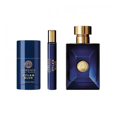 Versace Dylan Blue Pcs Set Men: 3.4 Eau De Toilette Spray + 0.3 Oz Eau De Toilette Travel Spray 