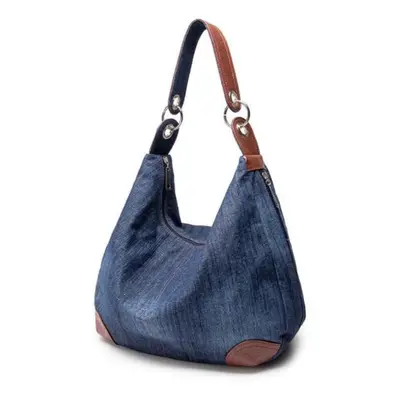 (navy blue) Large Luxury Ladies Denim Handbag Big Shoulder Bag Blue Jeans Handbag Jean Denim Tot