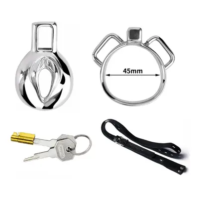 (silver, 45mm) Male Wearable Chastity Lock Stainless Steel Metal Penis Cage Penis Ring Restraint