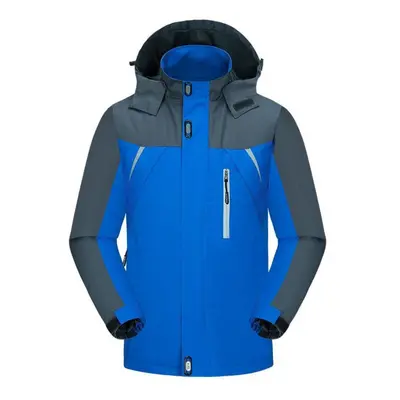 (blue, XXXL) Thickening Autumn Jackets Men Coats Casual Hooded Men Windbreaker Windproof Waterpr