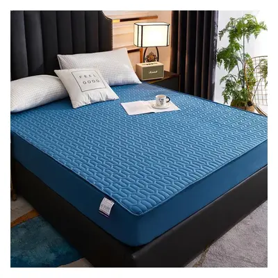 (blue, 180*200cm) Waterproof Bed Cover Single Solid Color Thickened Bedwetting Cover Simmons Mat