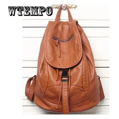 (brown, One Size) Women Backpack Leather Ladies Travel Bags Schoolbags For Girls Knapsack Holida