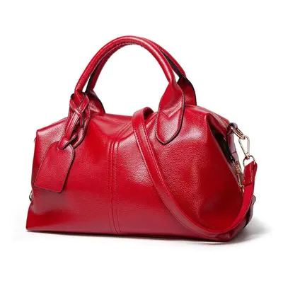 (red, 33.00 x 11.50 x 23.50 cm) Wtempo Fashion Solid Women Leather Zipper Big Capacity Ladies Ha