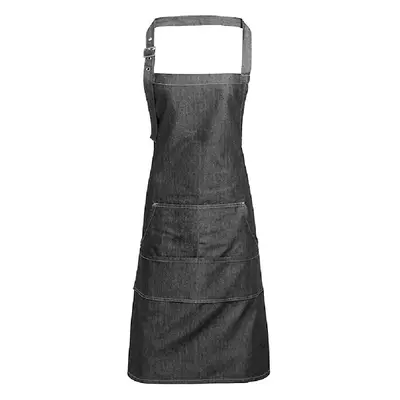 (One Size, Black Denim) Premier Jeans Stitch Bib Apron (Pack of 2)