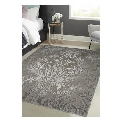 (DAMASK GREY, cm x cm) Grey Soft Rugs for Living Room Abstract textured