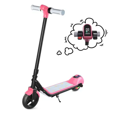 (Pink) Electric Scooters For Kids Bluetooth LED Display 14km/h Pedal Lights