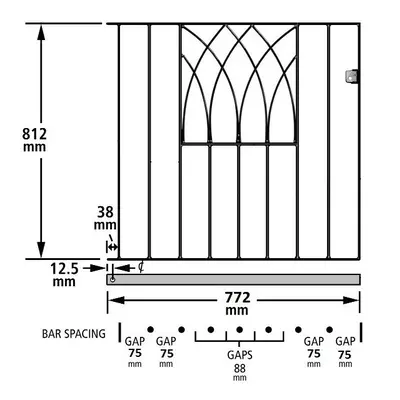 (838mm GAP X 812mm High) Abbey Modern Garden Gates 812mm H galvanised metal