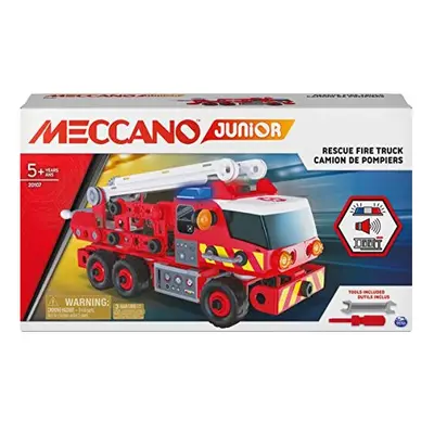 MECCANO Junior, Rescue Fire Truck with Lights and Sounds STEAM Building Kit, for Kids Aged and U