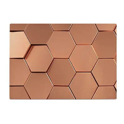 Glass Chopping Board Worktop Saver Kitchen Surface Heat Protector Rose Gold Pink Hexagon