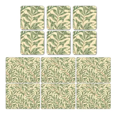 Pimpernel Willow Boughs Green Placemats and Coasters Set