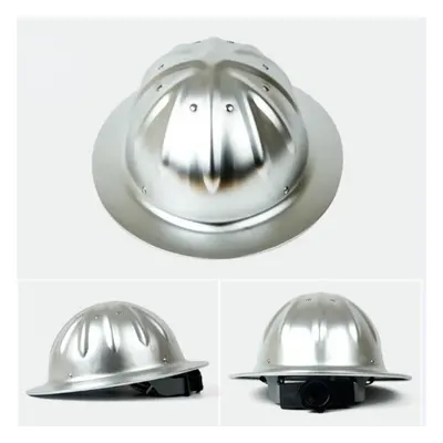 (silver) Aluminum Alloy Safety Helmet High Hardness Railway Metallurgy Mine Work Cap Lightweight