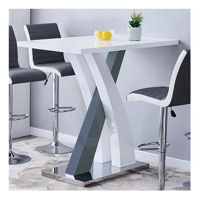 Axara High Gloss Bar Table Rectangular In White And Grey