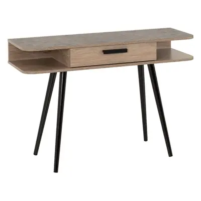 Saxton Drawer Console Table in Mid Oak Effect and Grey Finish