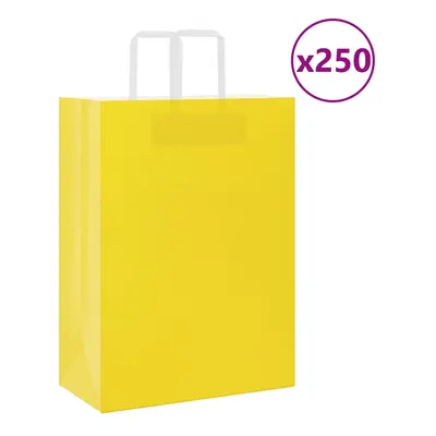 (yellow, x x cm/ pcs) vidaXL Paper Bags pcs with Handles White 21x11x28 cm Paper Grocery Bag