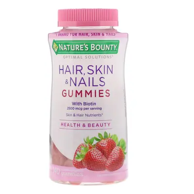 Nature's Bounty, Optimal Solutions, Hair, Skin, & Nails, Strawberry Flavored, 2,500 mcg, Gummies