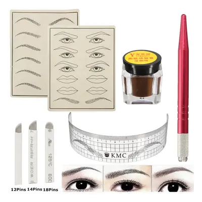 Microblading Permanent 3D Makeup Eyebrow Tattoo Pigment Needle Pen Kits Sets