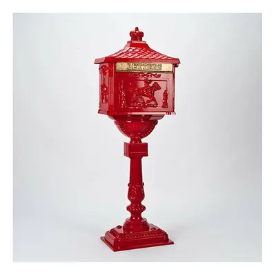 (Red) Post Mail Letter Box Freestanding Victorian Style