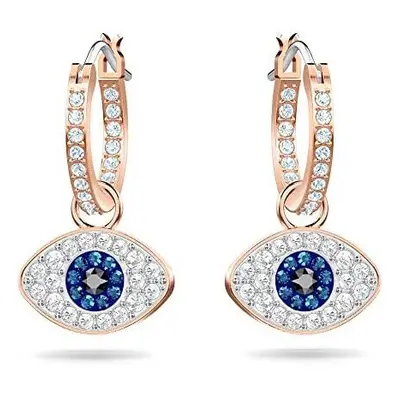 Swarovski Symbolic earrings, Evil eye, Blue, Rose gold-tone plated