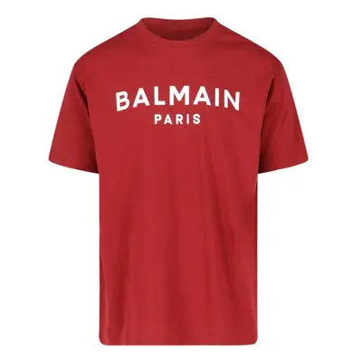 (MEB Red, XXL) Balmain Paris logo T-shirt