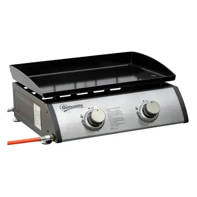 Outsunny Portable Gas Plancha BBQ Grill with Stainless Steel Burner, 6kW