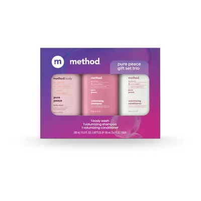 Method Body Wash and Hair Care Gift Set, Pure Peace, 3.4 oz Travel Size Bottles