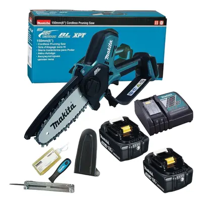 Makita DUC150Z Cordless Brushless Pruning Saw 18V 150mm 2x 3Ah Battery + Charger