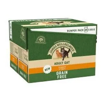 Jwb Bumper Pack Adult Cat Hypoallergenic Grain Free Pouches With Turkey In Gravy 24x85g (Pack of