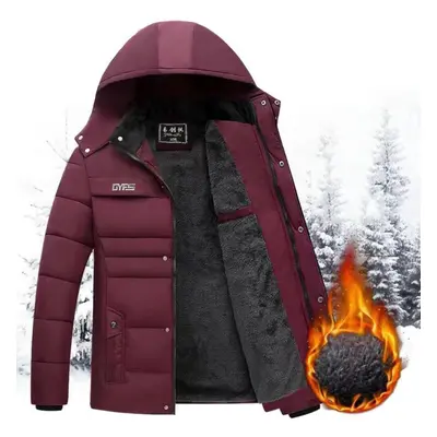 (wine red, XL) Winter Middle-aged And Elderly Men&apos;s Clothes Dad Winter Clothes New Plush Th