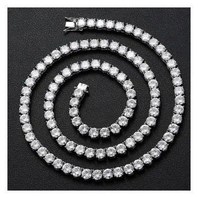 (as the picture, 55cm) Sterling Silver Moissanite Tennis Chain Necklace Diamond Test Passed Spar