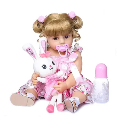 (Brown Eyes) Npk 55cm Bebe Doll Reborn Toddler Girl Doll Full Body Silicone Soft Real Touch Flex