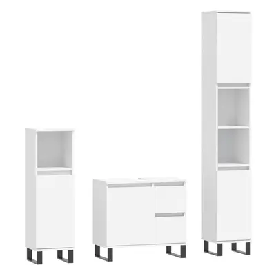 (white) vidaXL Bathroom Furniture Set Storage Cabinet Piece White Engineered Wood