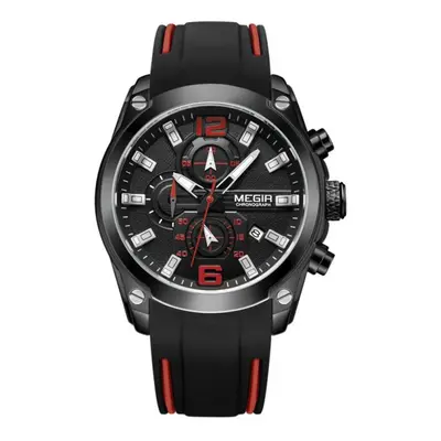 (black) Megir Men&apos;s Chronograph Analog Quartz Watch With Date, Luminous Hands, Waterproof S