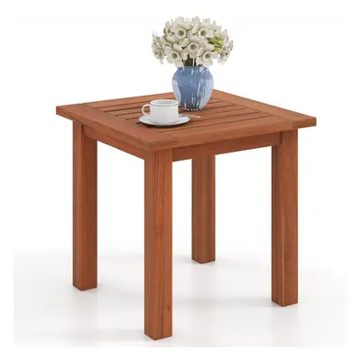 45x45cm Patio Hardwood Side Table Slatted Tabletop Square Coffee Table