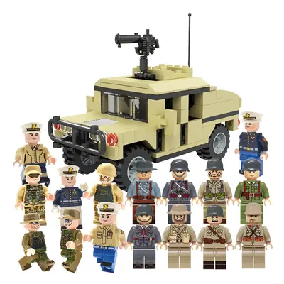 (A) 17PCS Off-road Hummer Soldier War Minifigures Toys Fit Lego