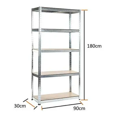 TMZ (180cm x 90cm x 30cm) Tier Heavy Duty Metal Galvanised Shelving Rack Unit Garage Storage She