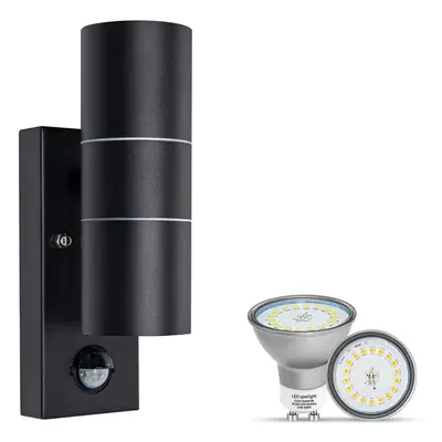 Outdoor Wall Lights PIR Motion Sensor Outside Up Down Wall Sconce Lamp IP44 Security Lights Matt