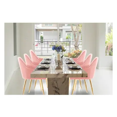 (Pink, Set of Chairs) Velvet Dining Room Chairs Soft Padded Home Chairs